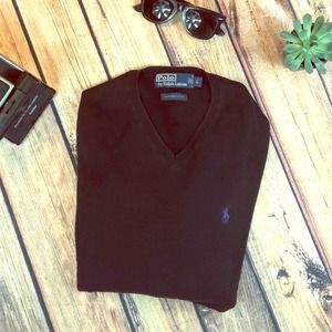 Ralph Lauren Polo Pima Cotton V-neck sweater L EUC